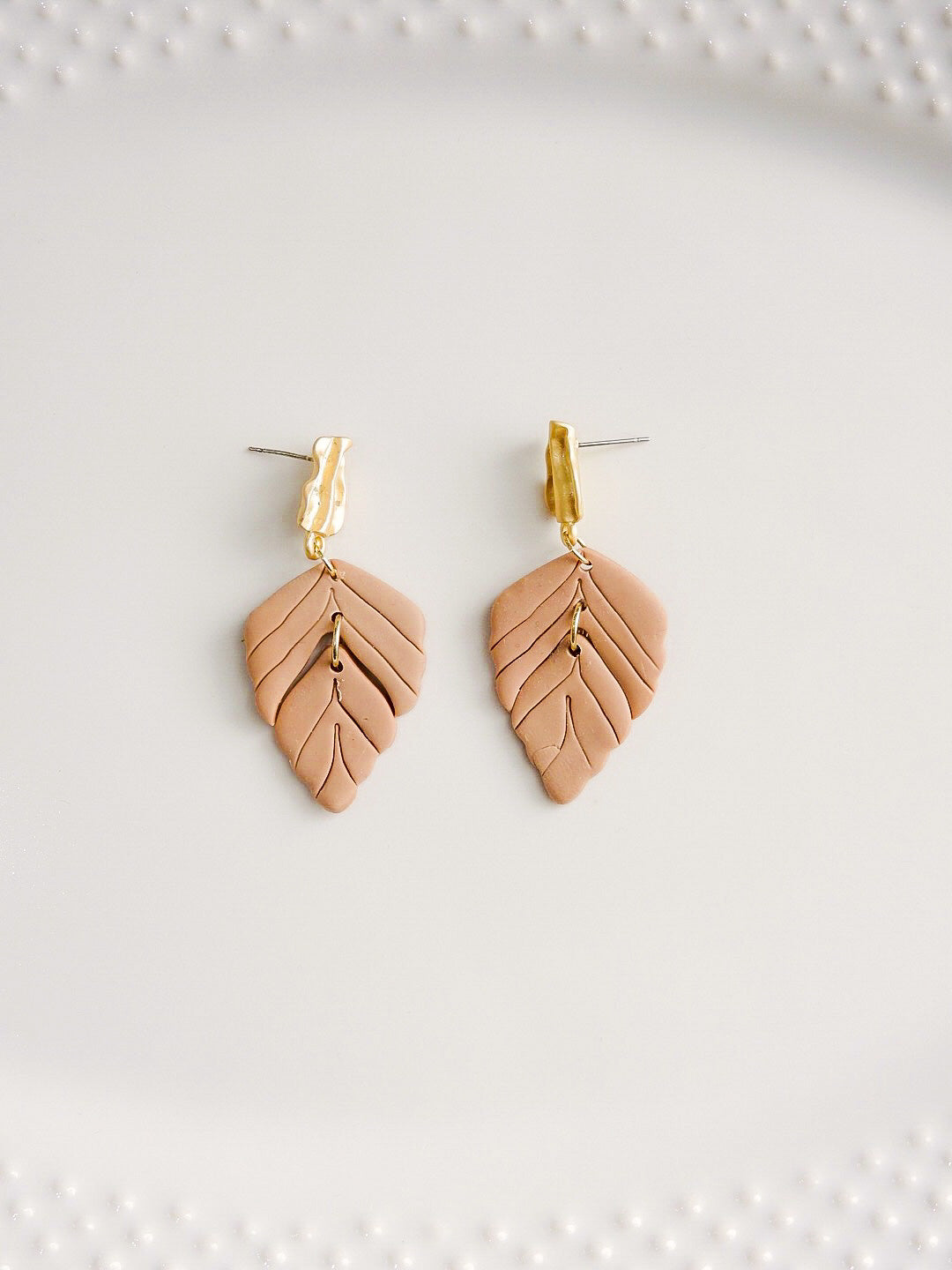 Polymer Clay Leaf Earrings