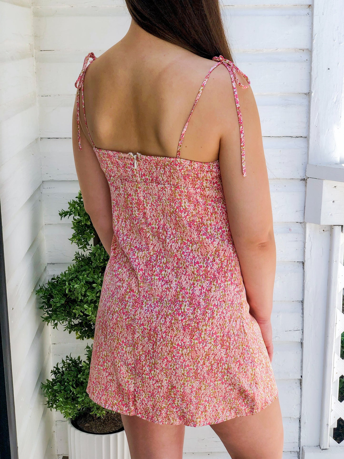 Floral Tie Strap Mini Dress