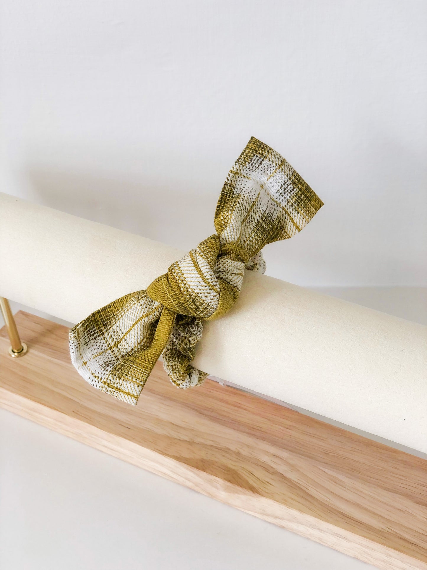 Yellow Plaid Bow Scrunchie