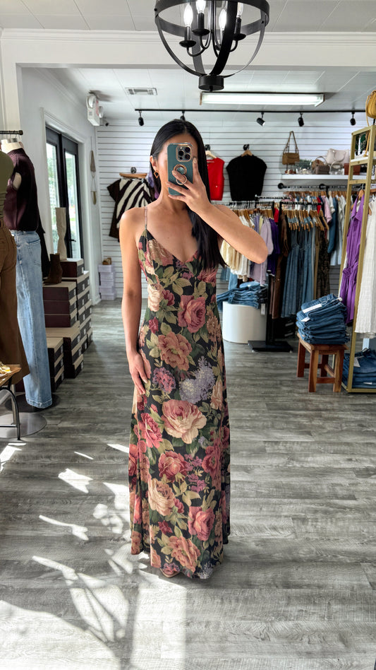 Vintage Tapestry Cross Back Slip Dress