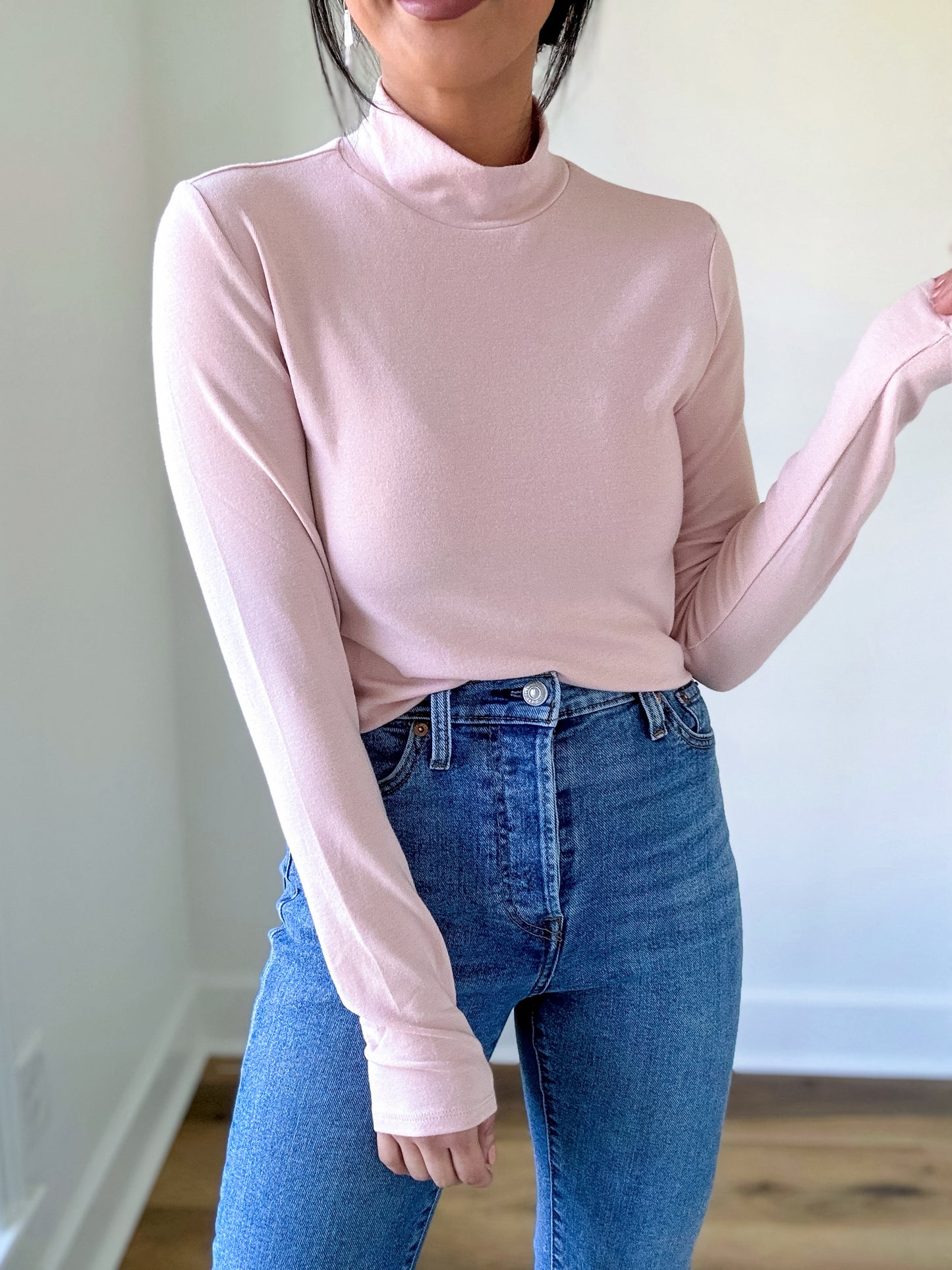 Peach Turtleneck Knit Top