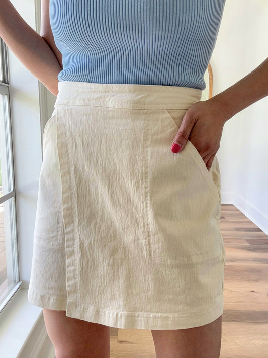 Ecru Wrap Denim Skirt