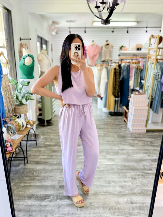 Lilac Linen Pants Set