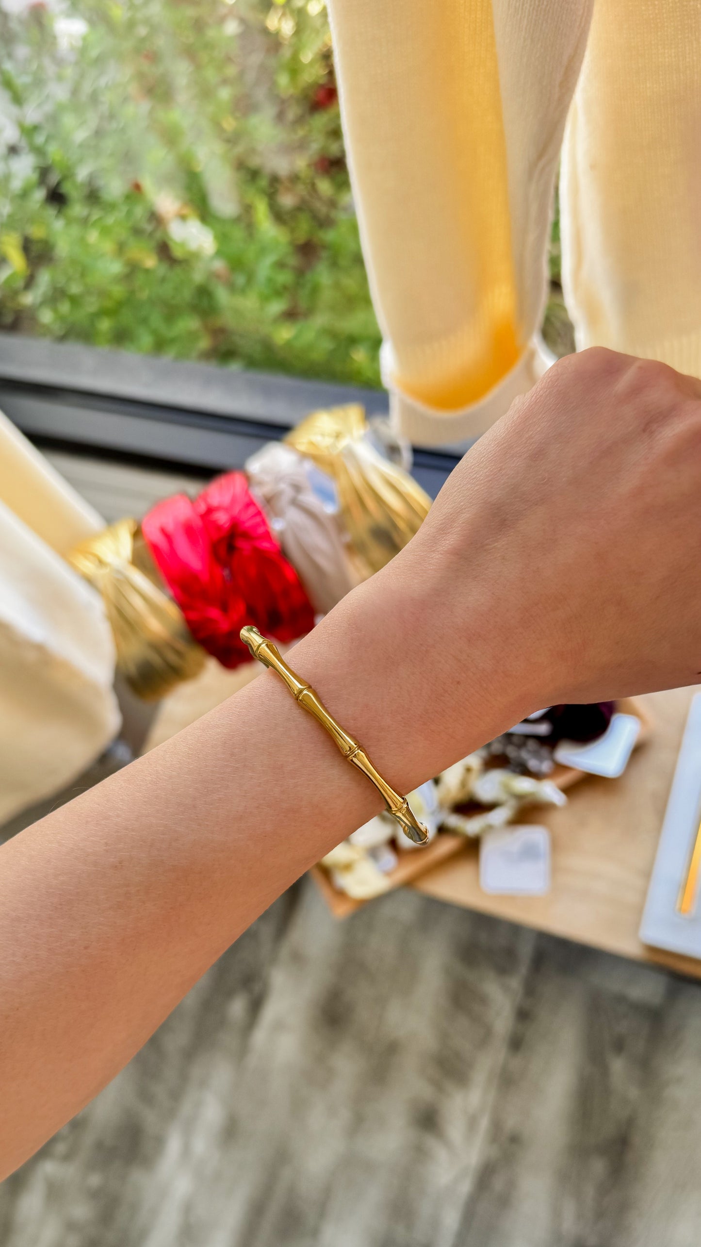 Bamboo Steel Cuff Bracelet