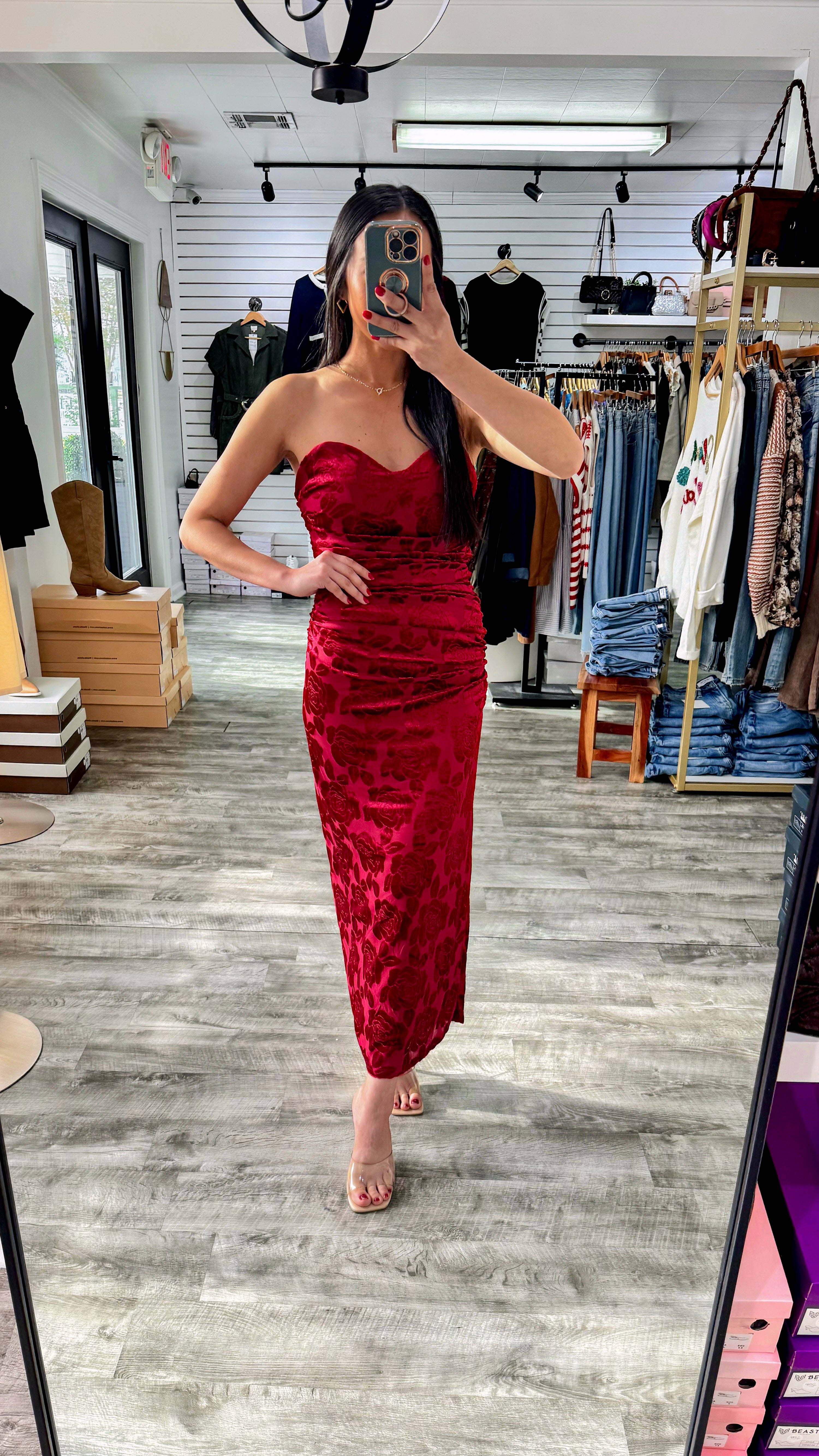 Velevt Ruby Velvet Ruby Midi Dress – Compel Clothing Boutique