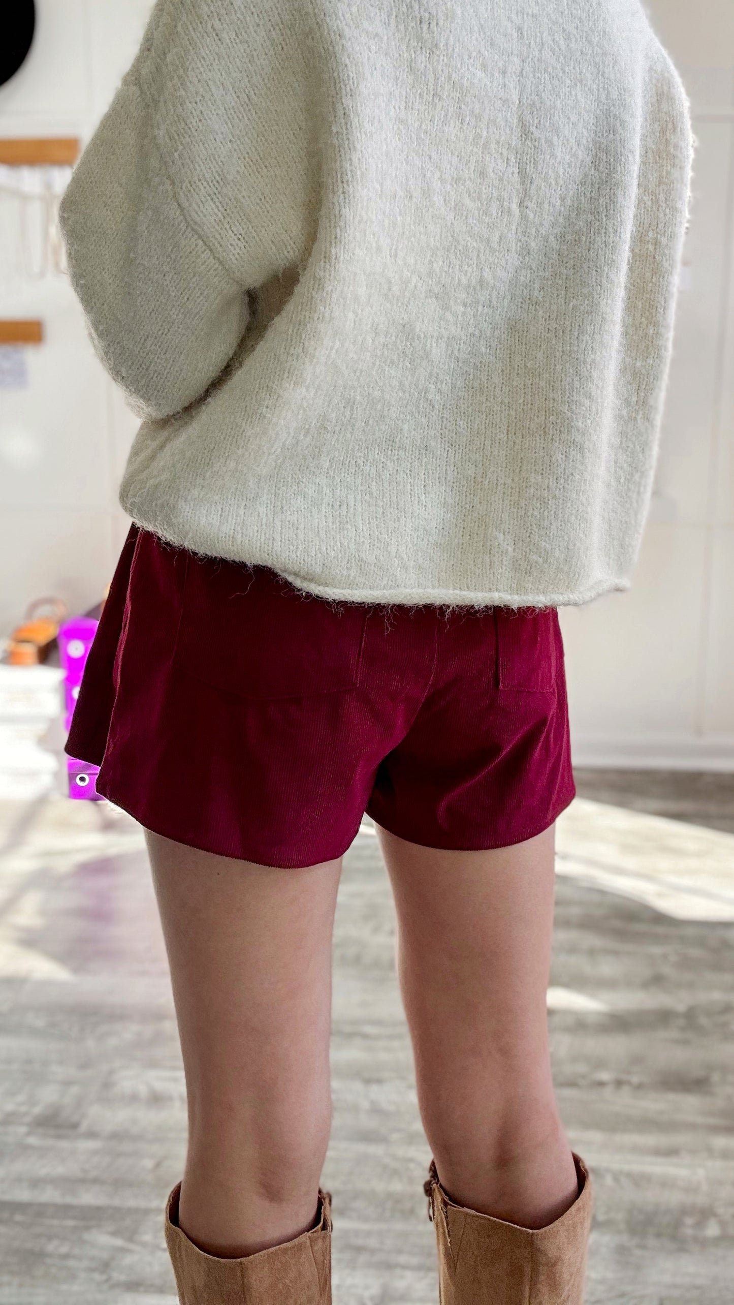 Burgundy Corduroy Skort