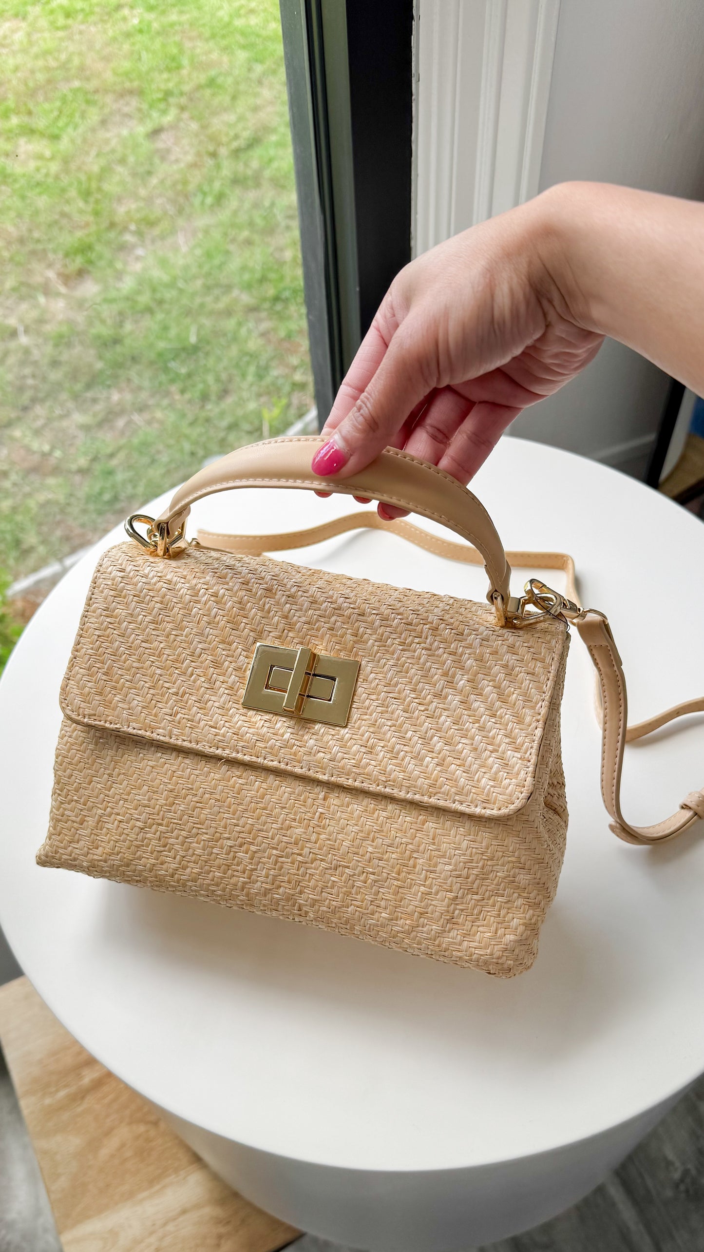 Straw Top Handle Bag