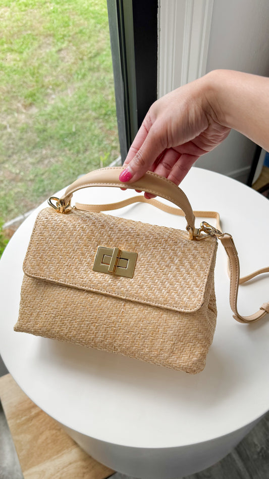 Straw Top Handle Bag