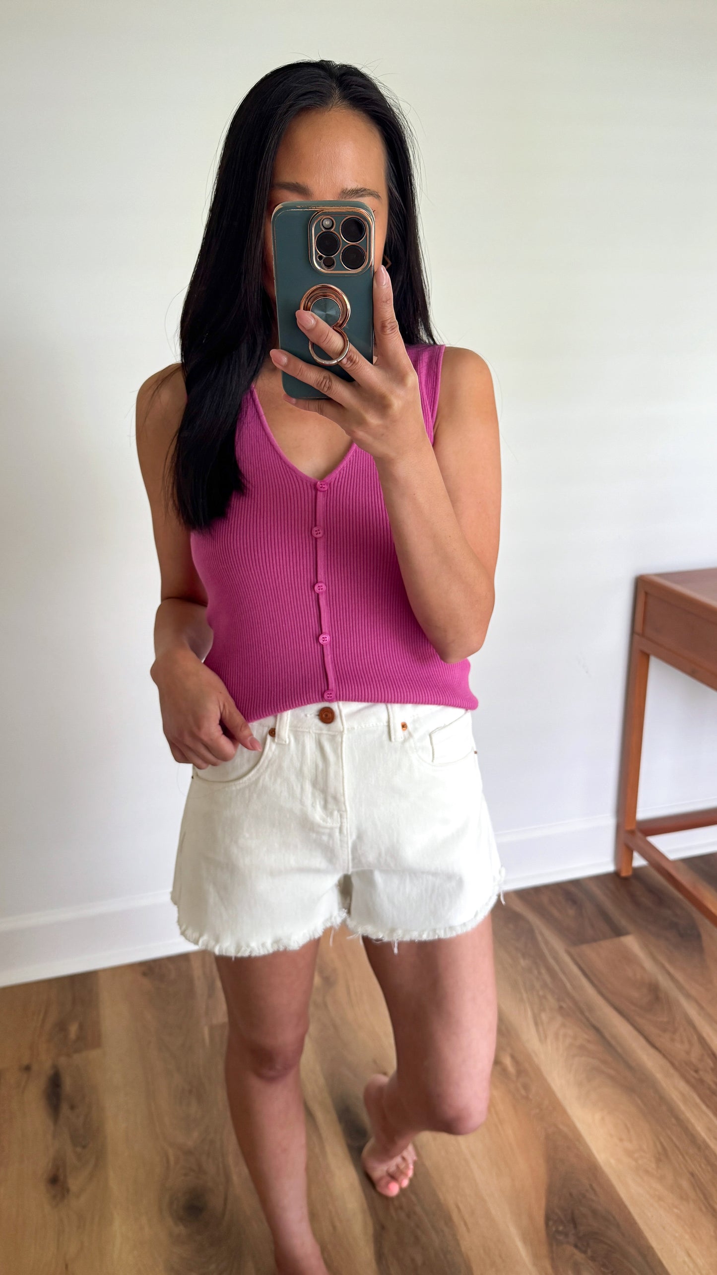 Soft White Denim Shorts