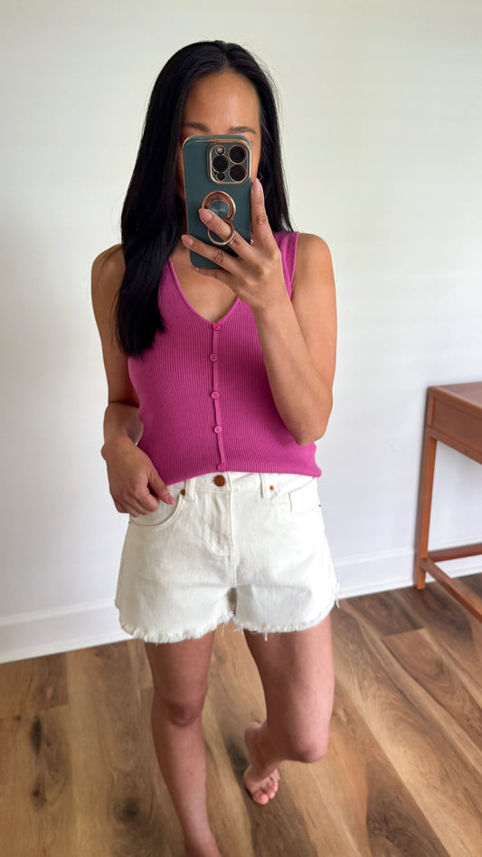 Soft White Denim Shorts
