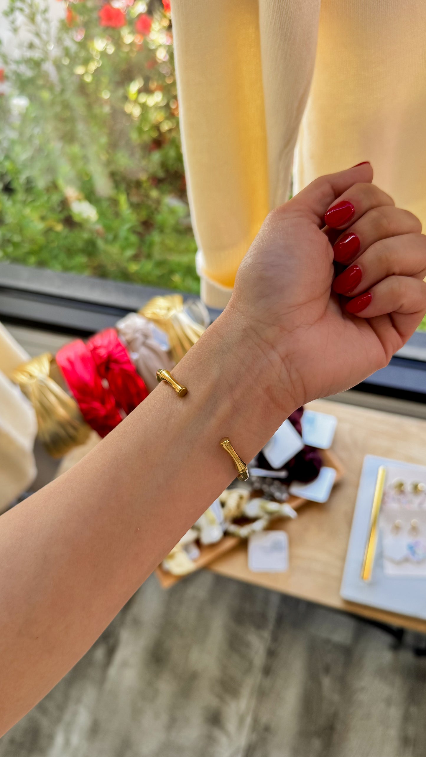 Bamboo Steel Cuff Bracelet