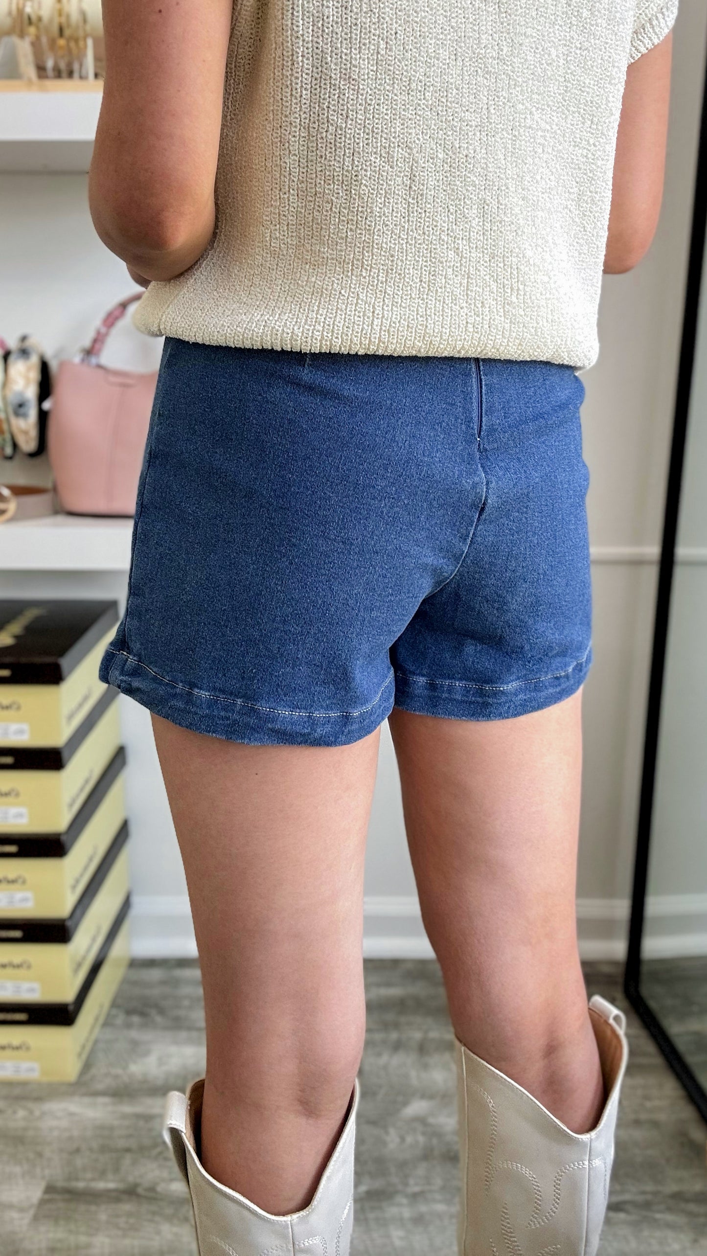 Perfect Timing Denim Skort - Dark Wash