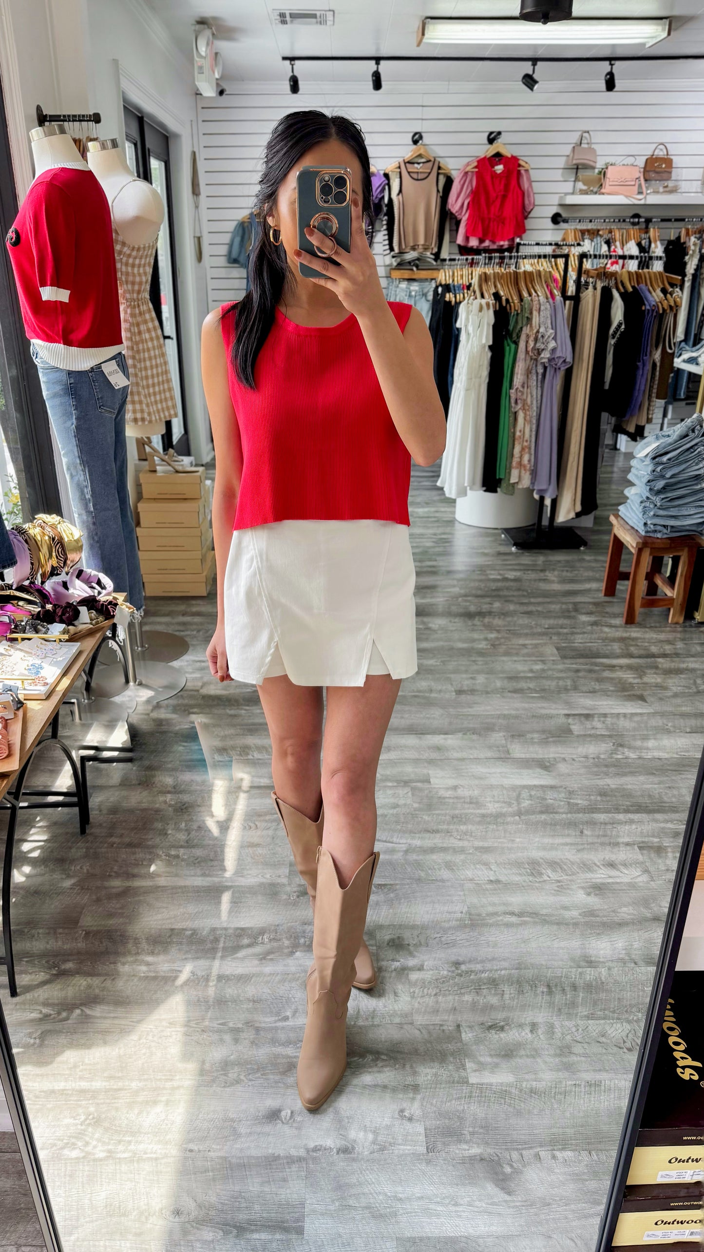 Back Bow Tie Top- Red