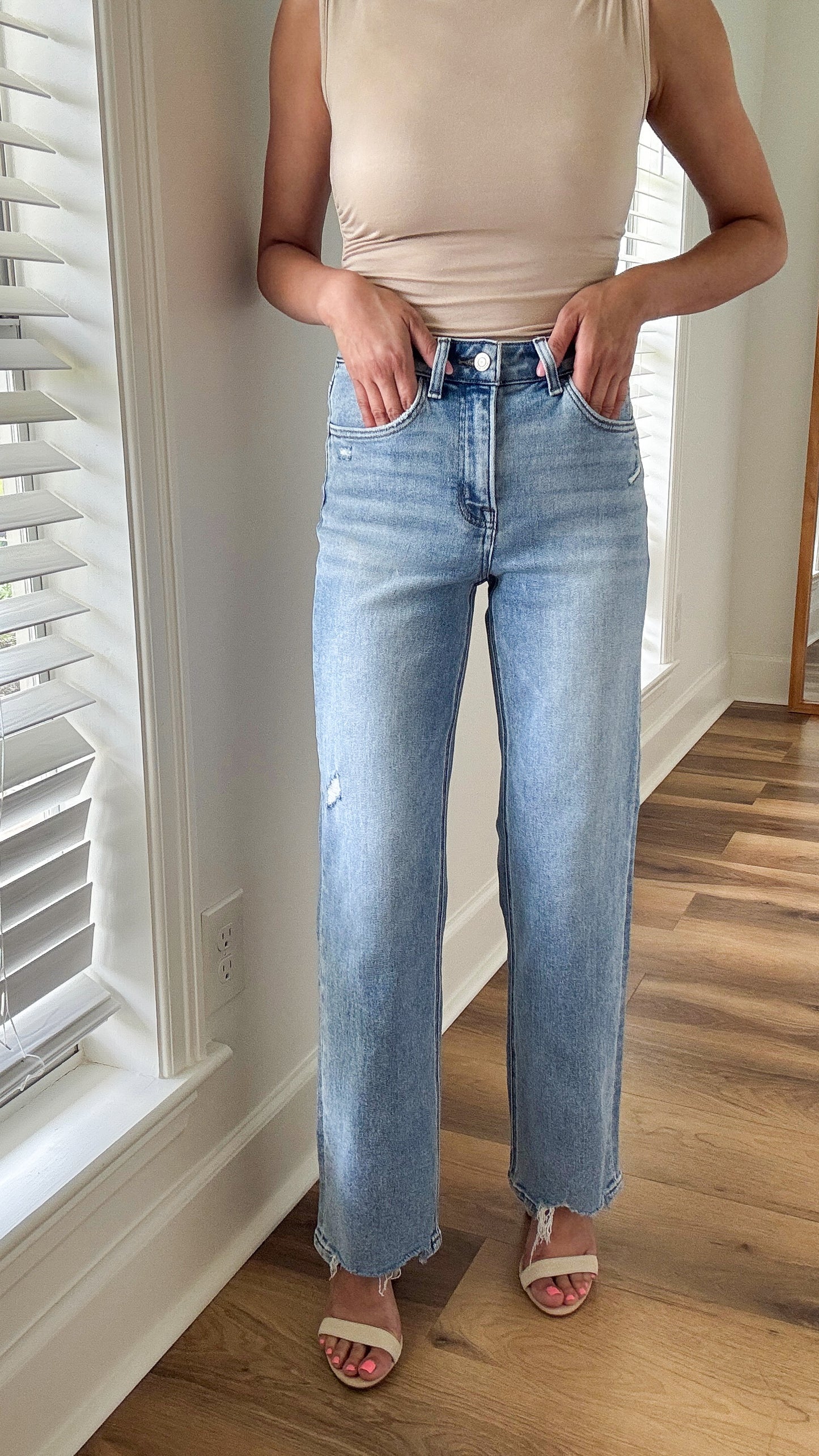Glowing HR Slim Wide Denim- Full Length