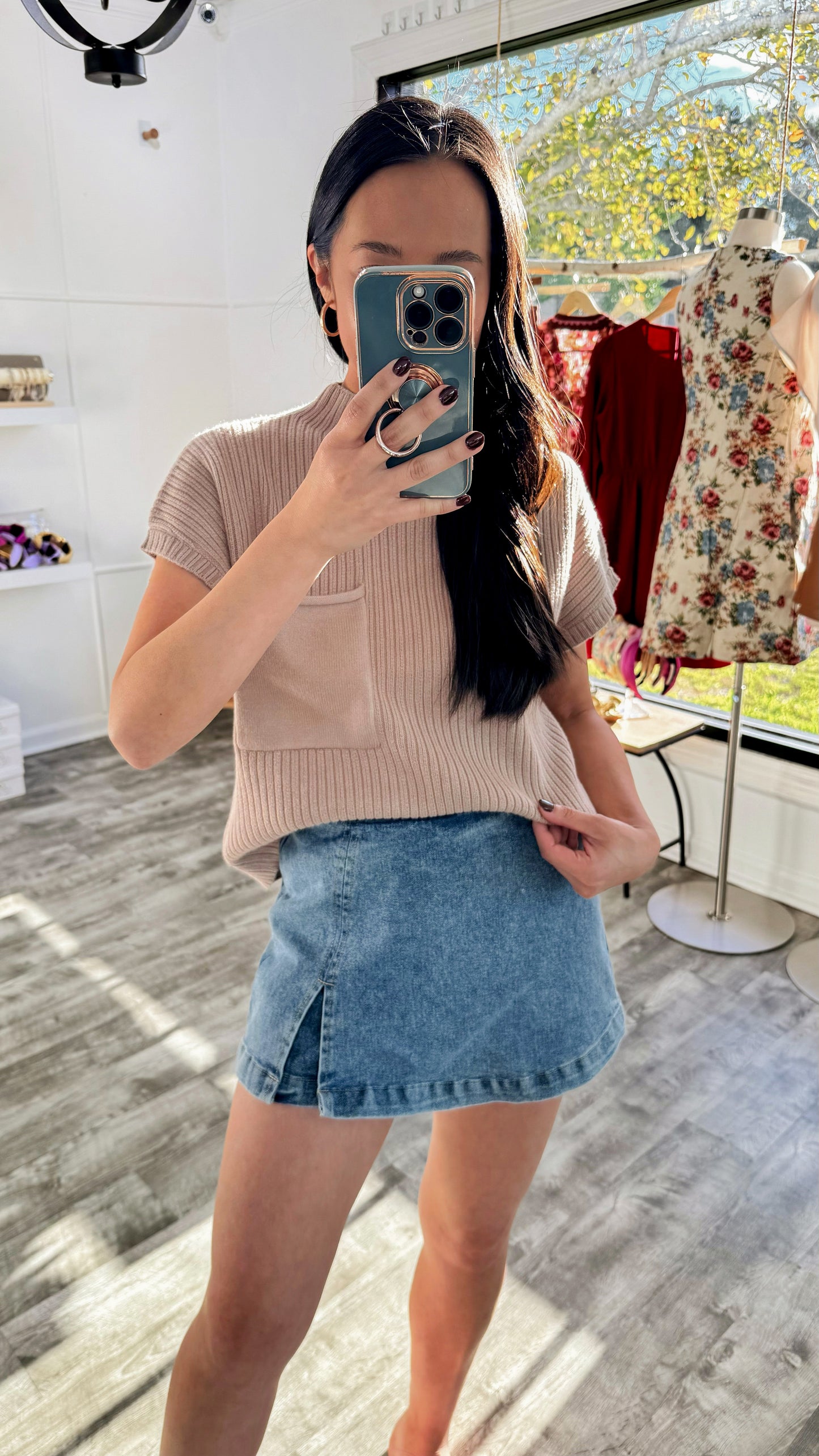 Pocket Sweater Top - Taupe