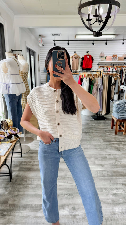 Farrah Cardigan Vest- Cream