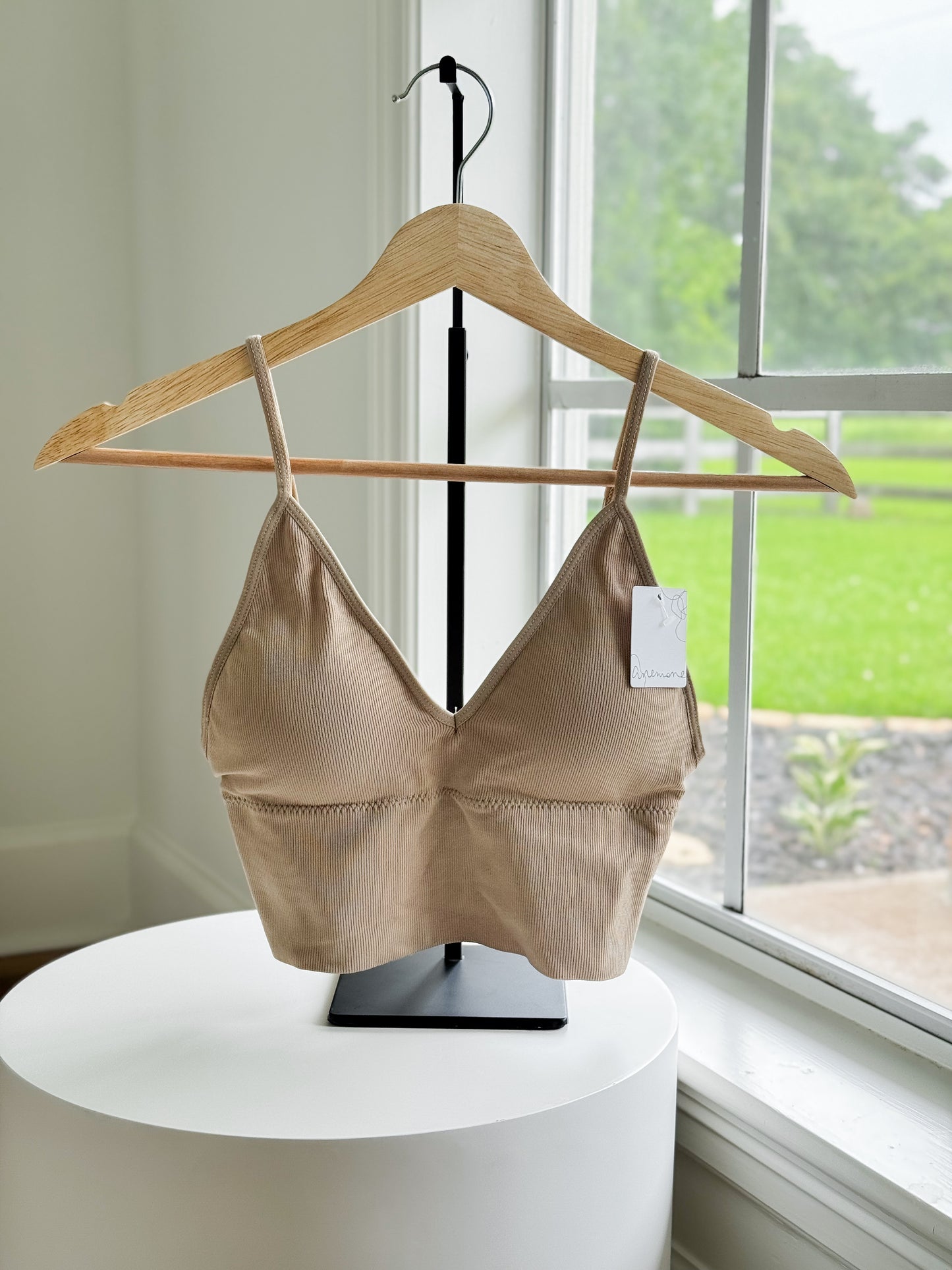 Ribbed Longline Bralette - Taupe