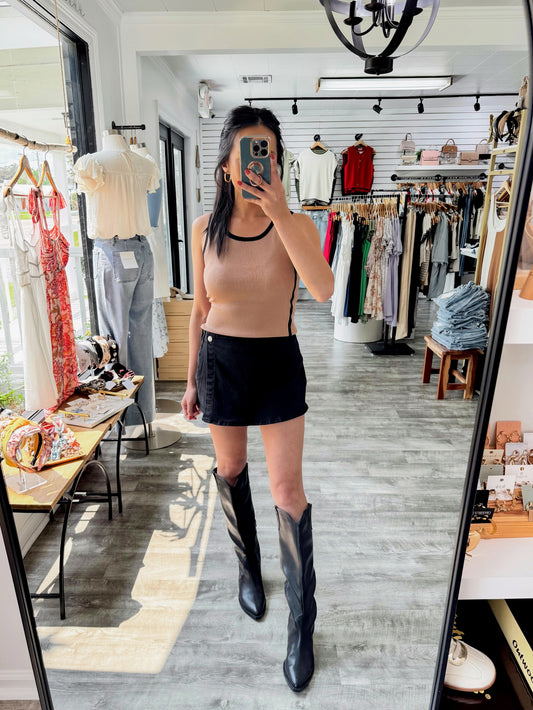 Settled Score Denim Skort