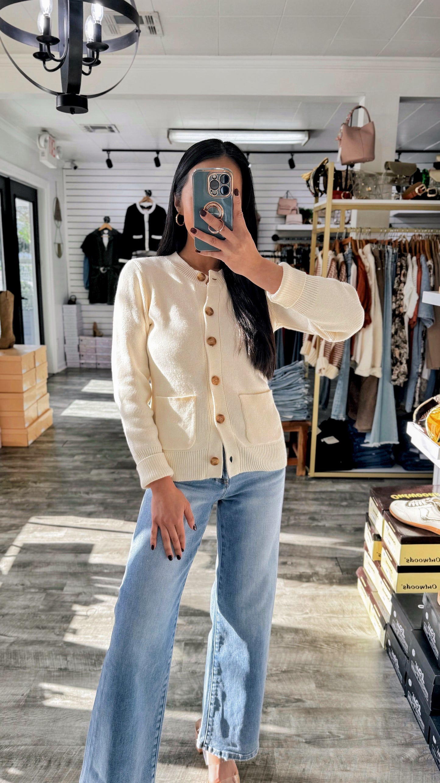 Pocket Knit Cardigan Sweater