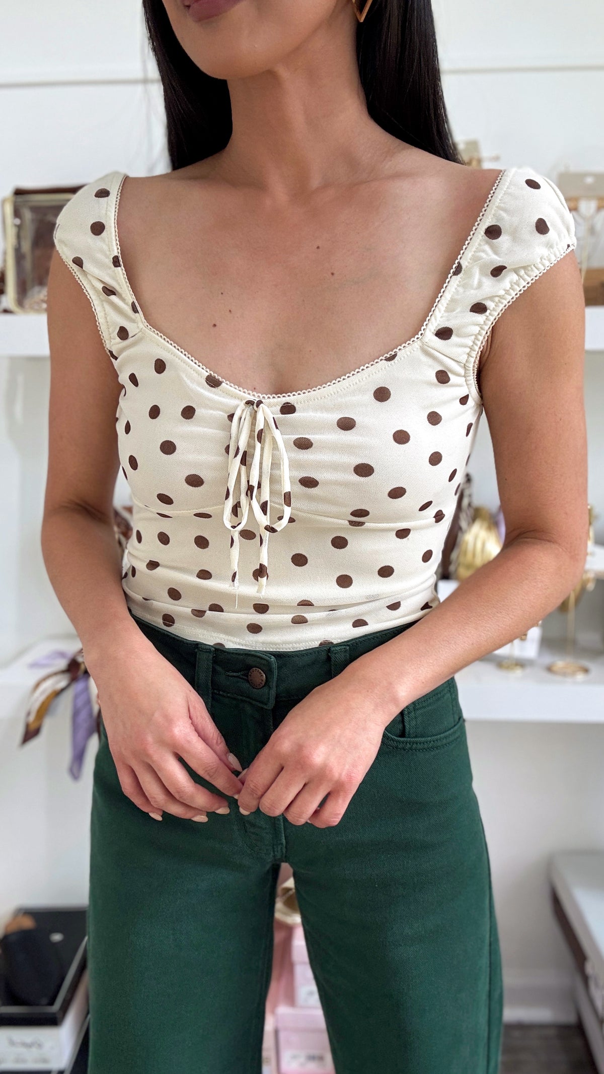 Mesh Polka Dot Top