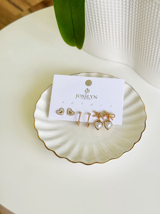 Heart Epoxy Huggie Earring Set