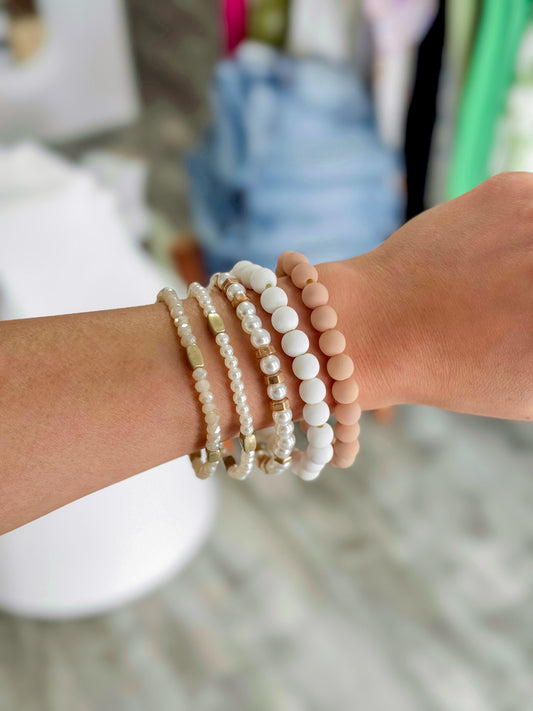 Clay & Pearls Bracelet Set