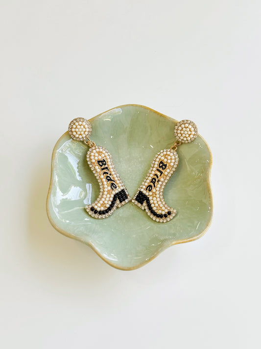 Bride Cowboy Boot Earrings