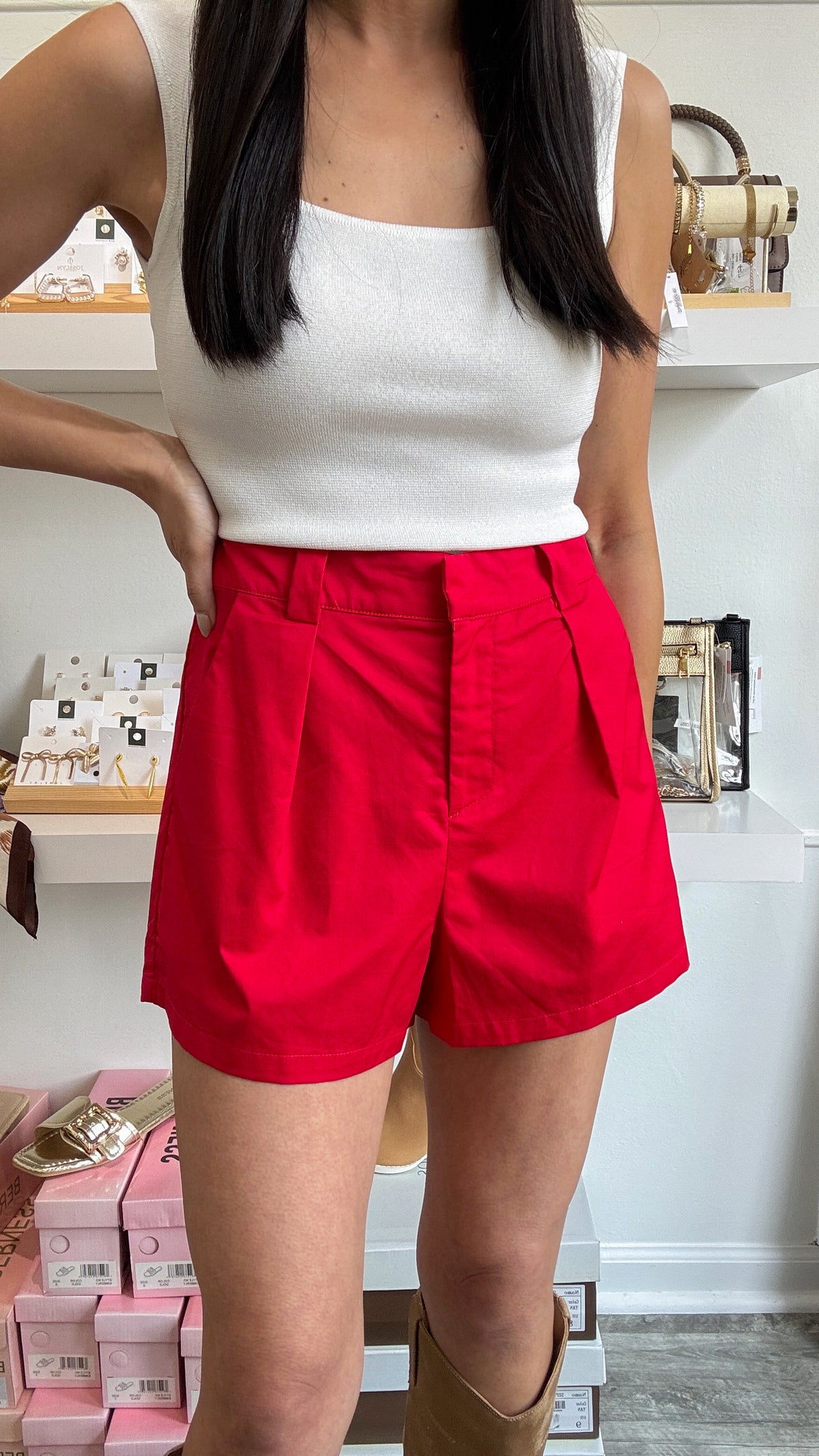 Tailored Red Shorts