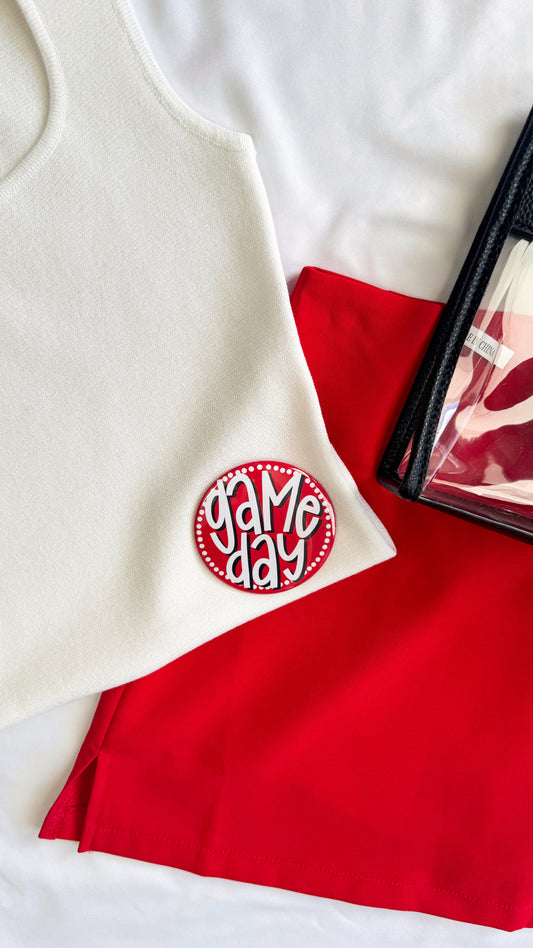 Red Game Day Polka Dots Button
