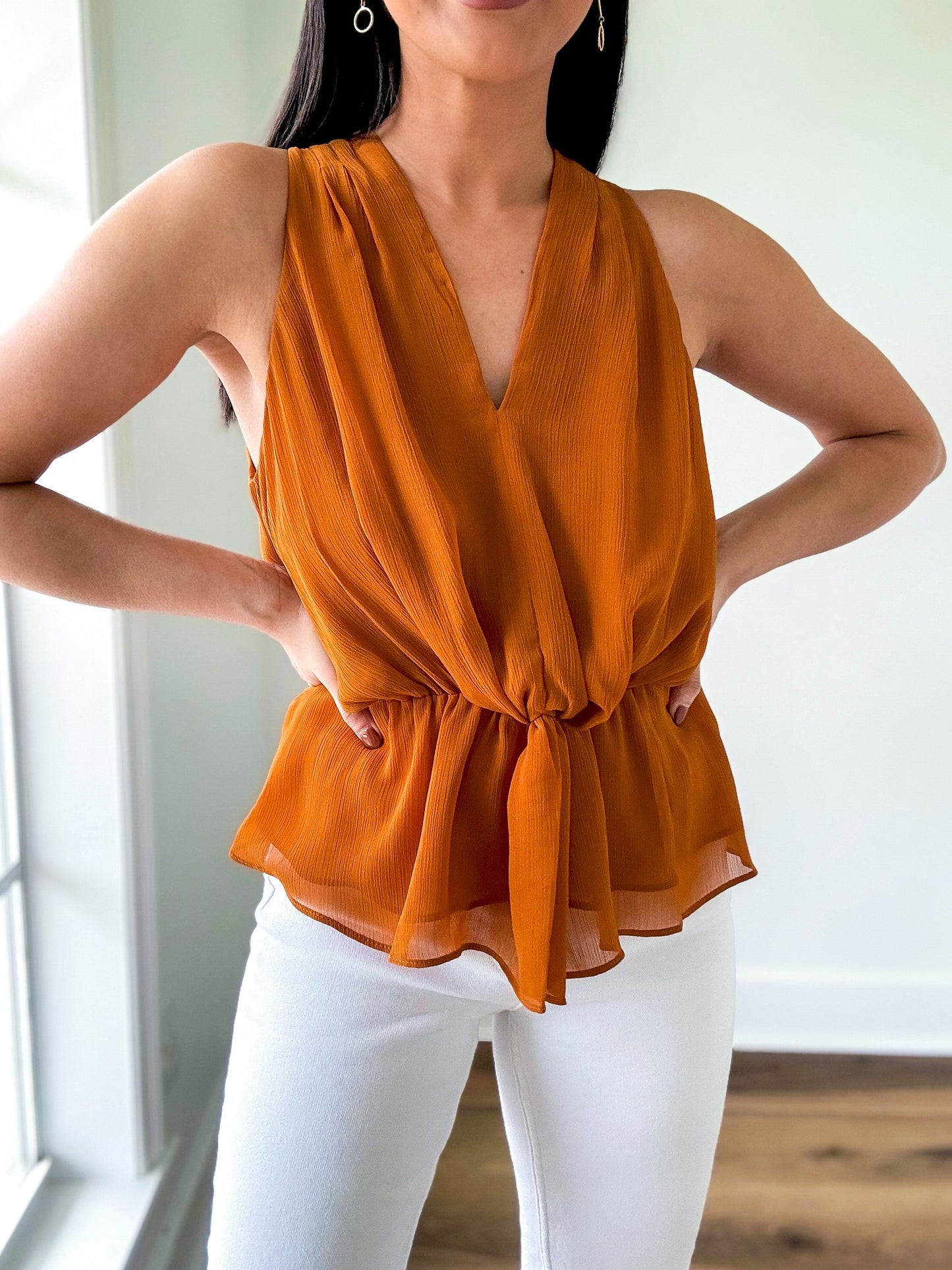 Knotted Plunge Neck Top