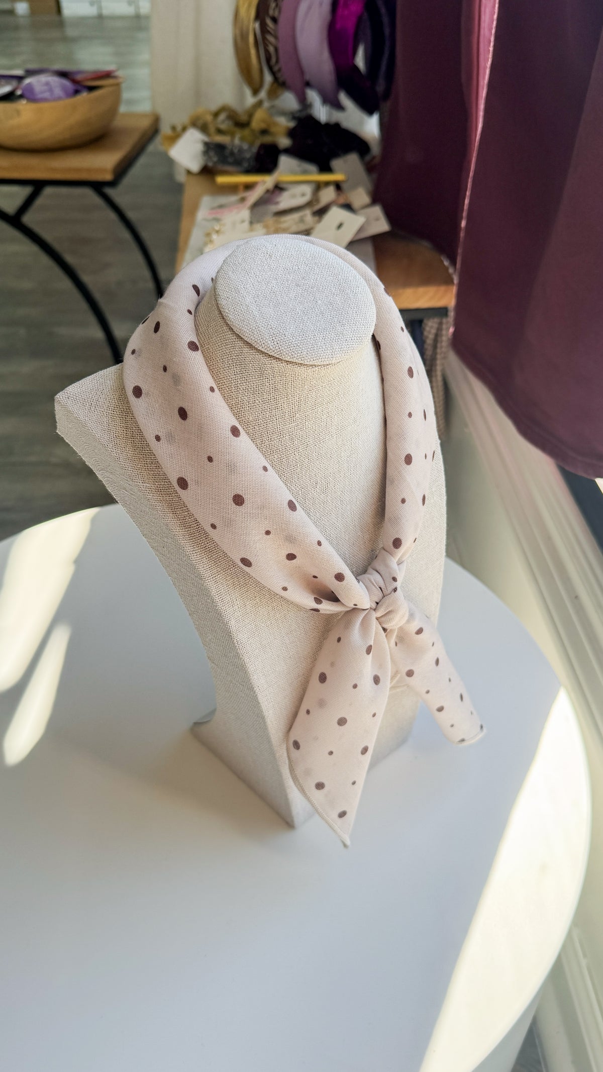 Polka Dot Bandana Scarf- Oatmeal