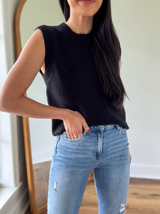So Easy Sweater Vest- Black