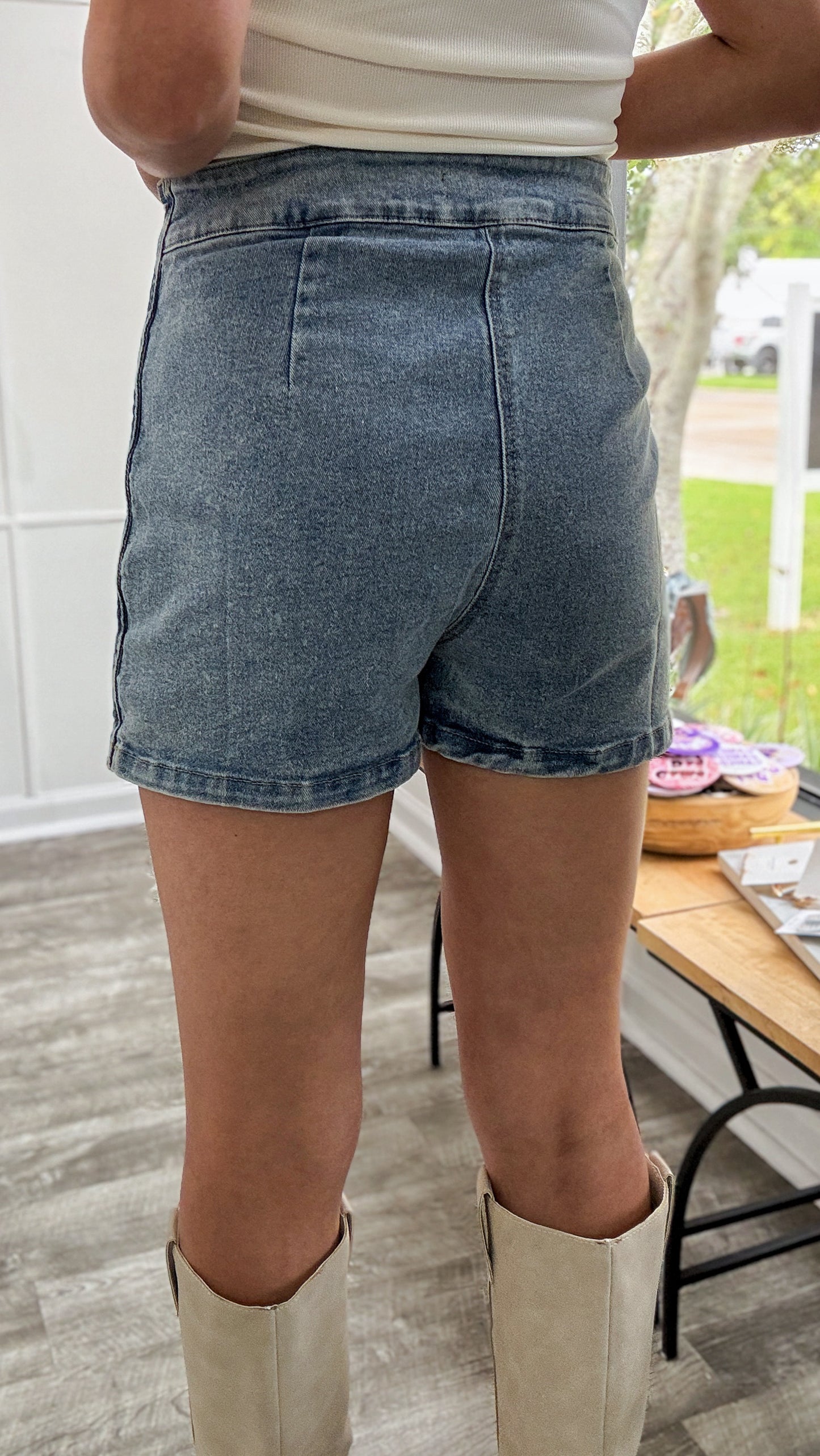 Overlap Denim Skort- Light