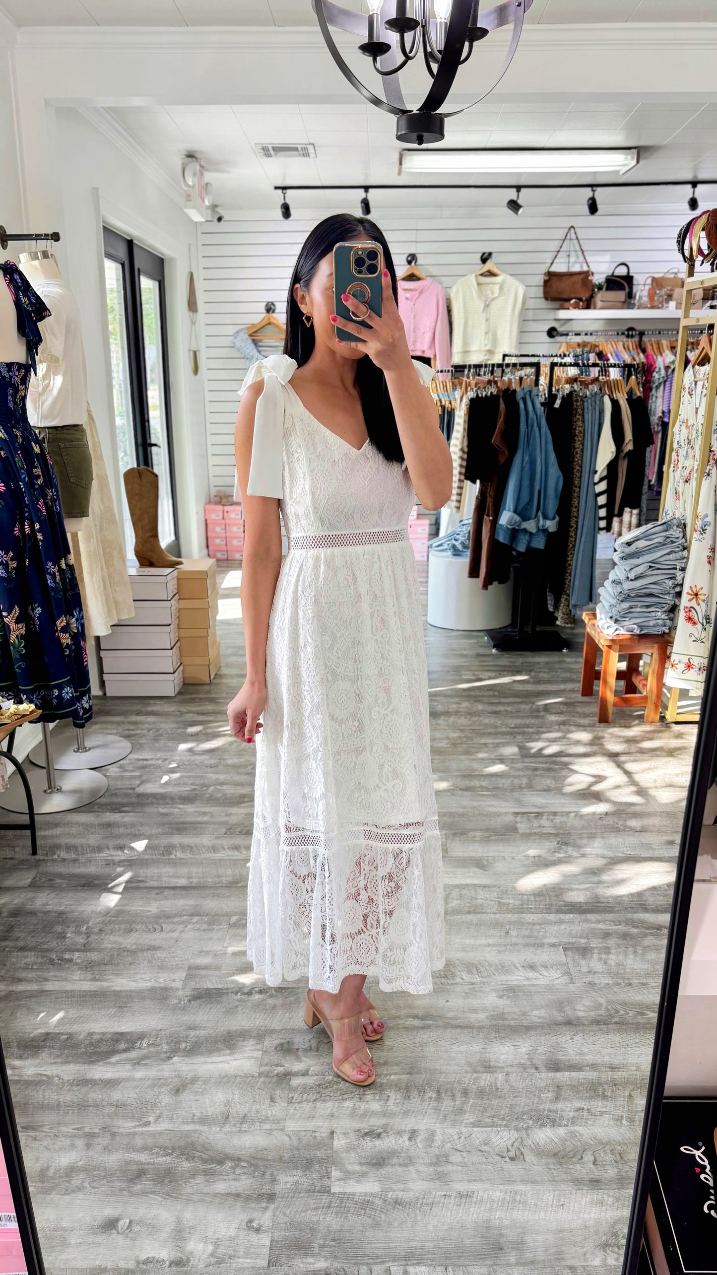 White Lace Midi Dress