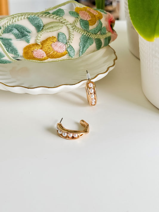 Intertwined Pearl Hoop Earrings