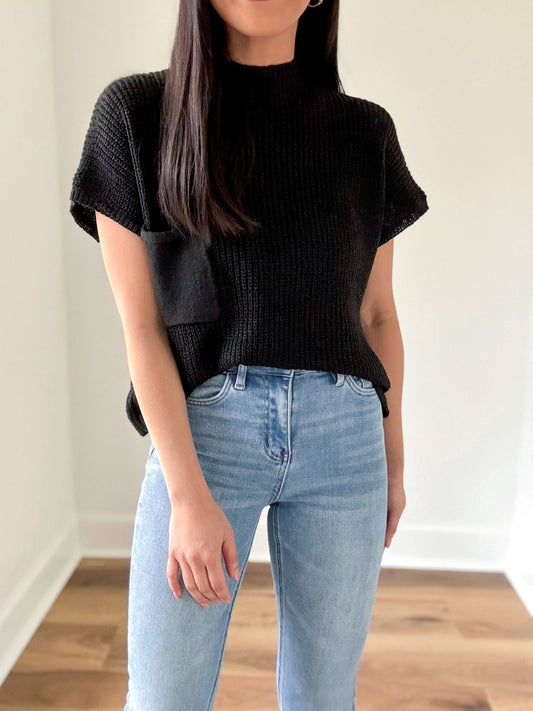 Leanne Sweater Top- Black