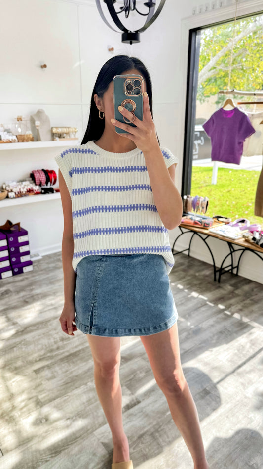 Casual Hangout Sweater Top- Lavender