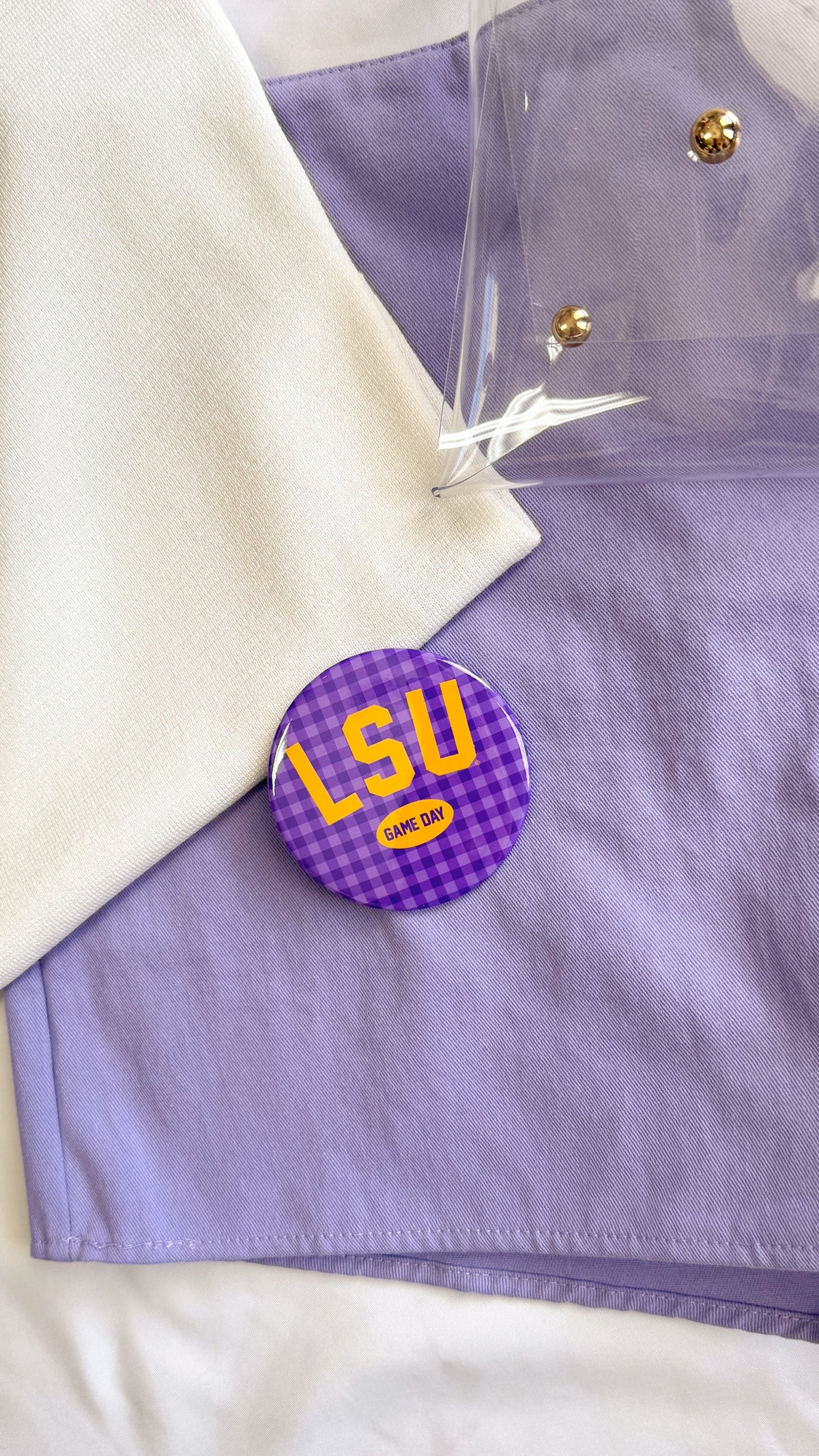 LSU Gingham Button