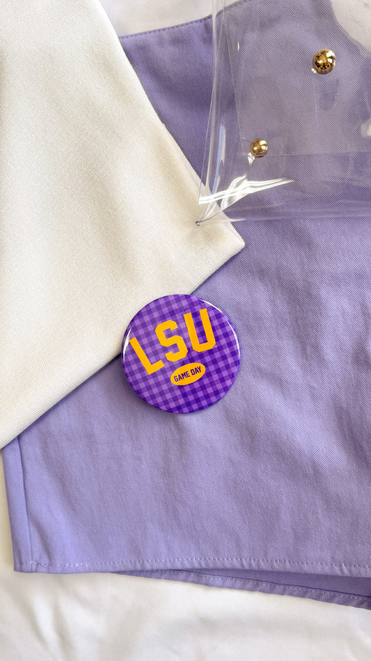 LSU Gingham Button