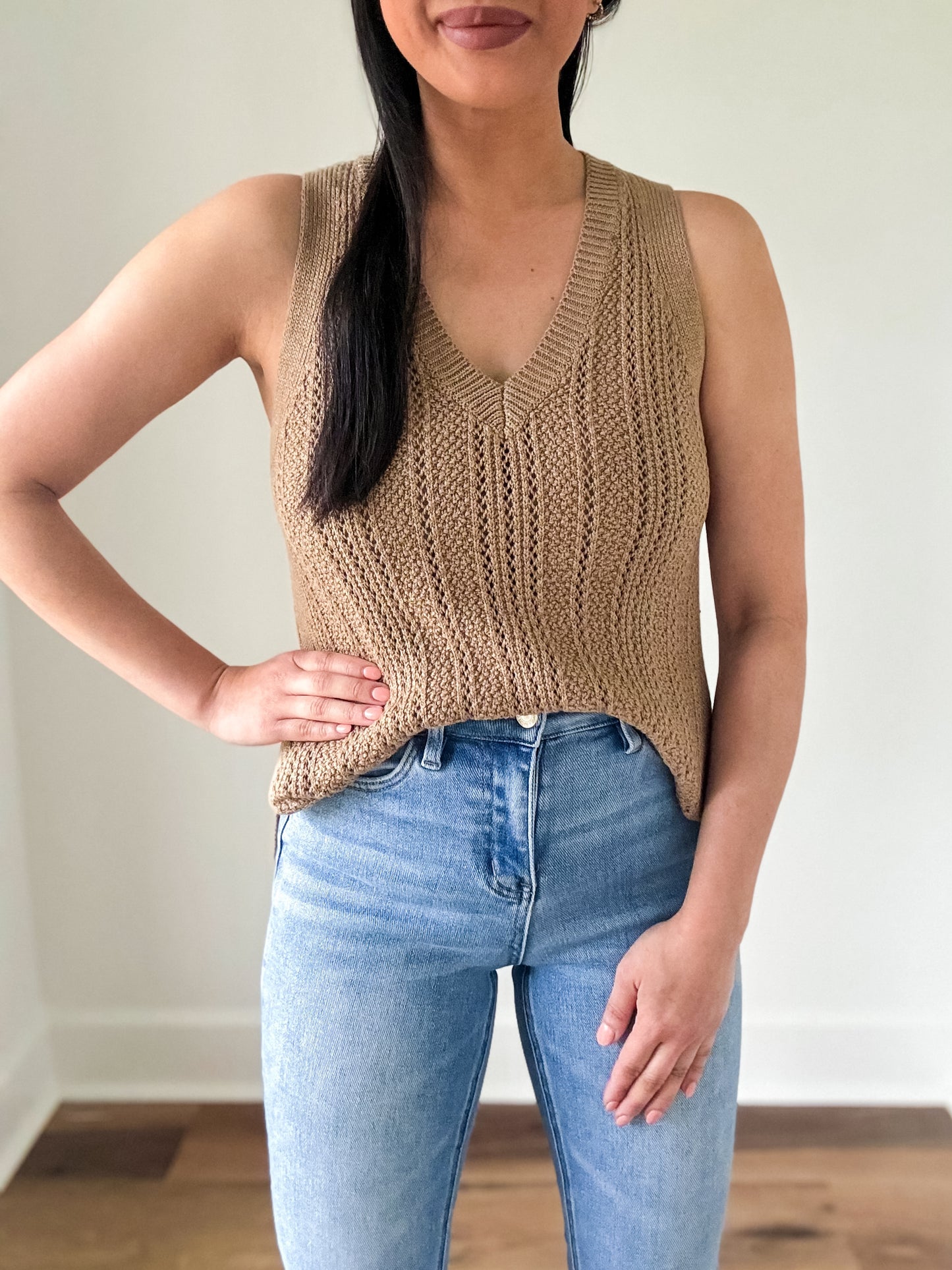 Sweet Summer Knit Tank- Mocha