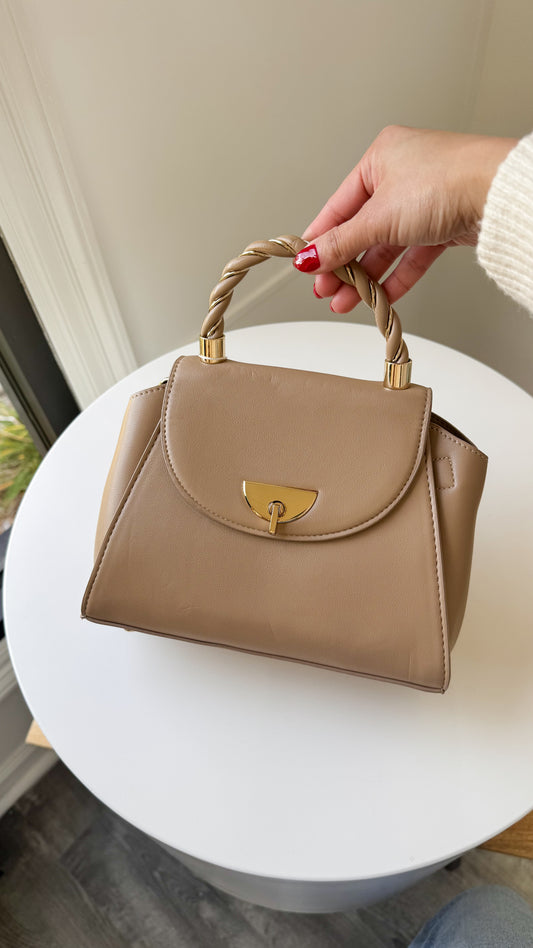 Clarke Twist Lock Bag- Taupe