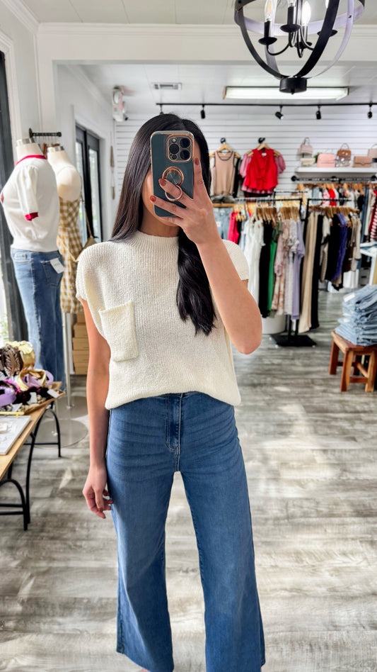 Ivory Pocket Sweater Top