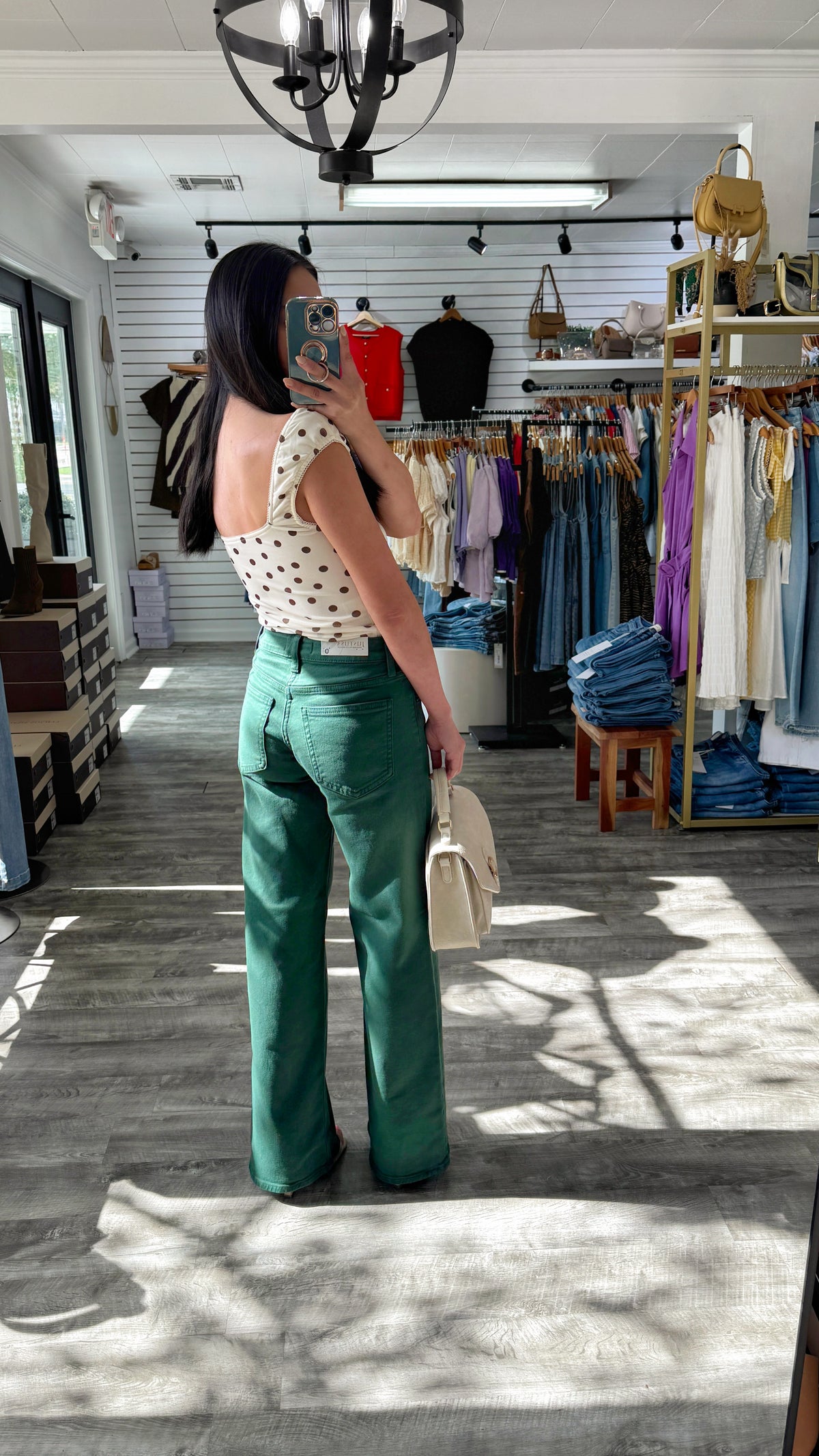 Forest Green Slim Wide Denim- Longer Length