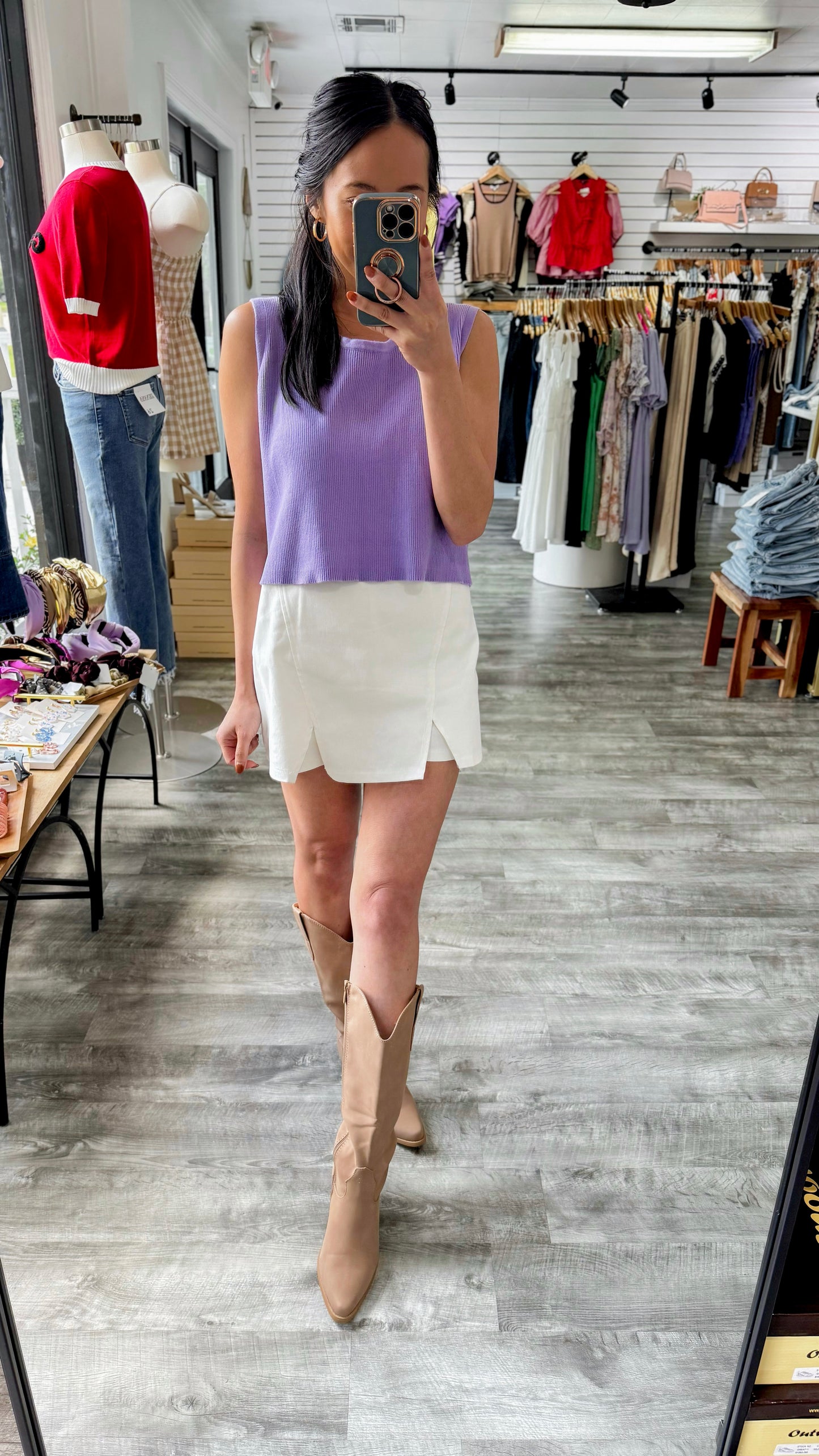 Back Bow Tie Top- Lavender
