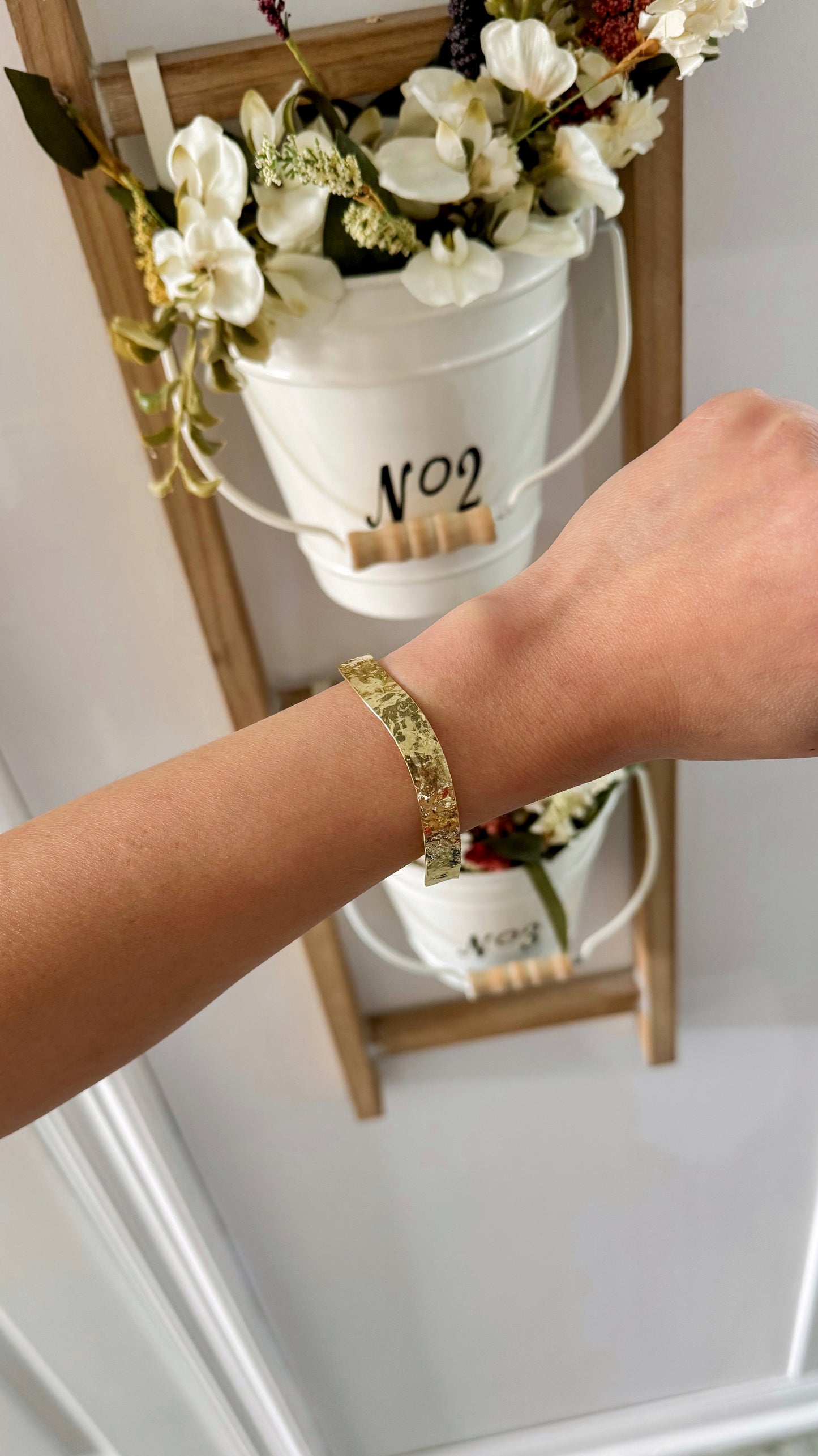 24K Gold Filled Hammered Cuff Bracelet