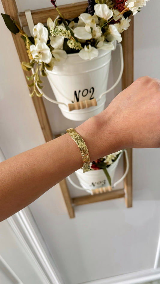 24K Gold Filled Hammered Cuff Bracelet