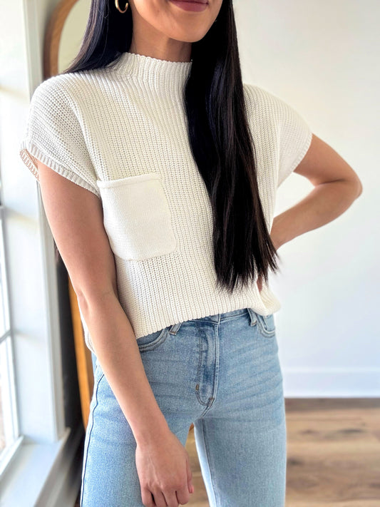 Ivory Pocket Sweater Top