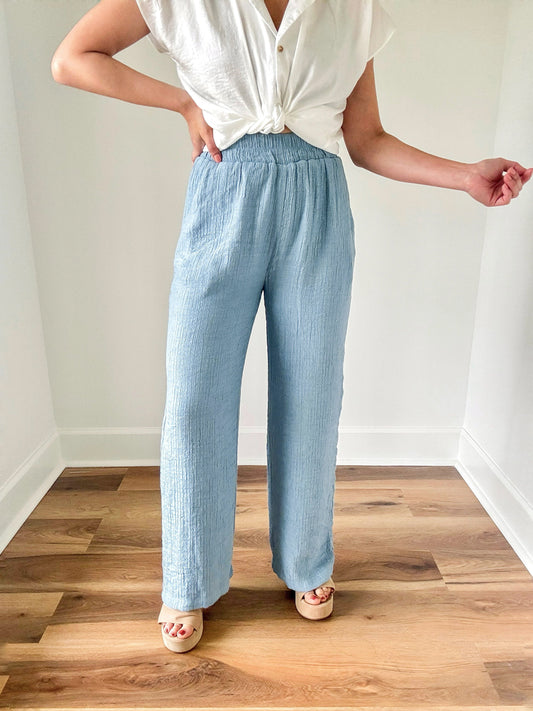 Go With The Flow Pants- Baby Blue