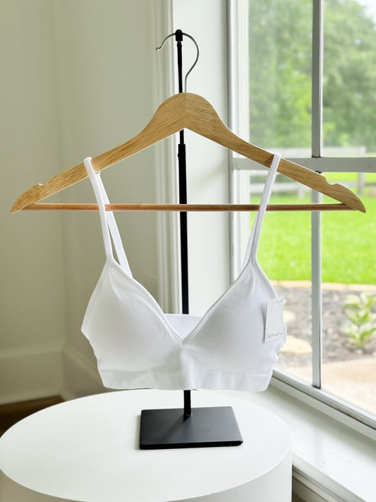 Ribbed Bralette- White