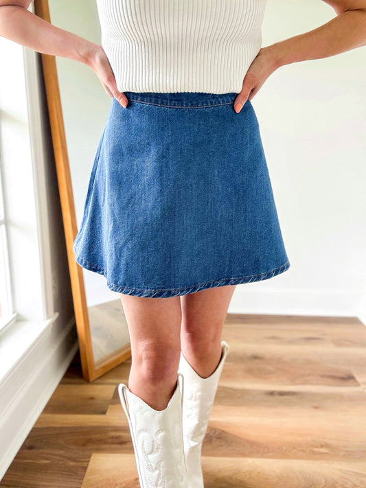 Alisha Denim Flare Skirt